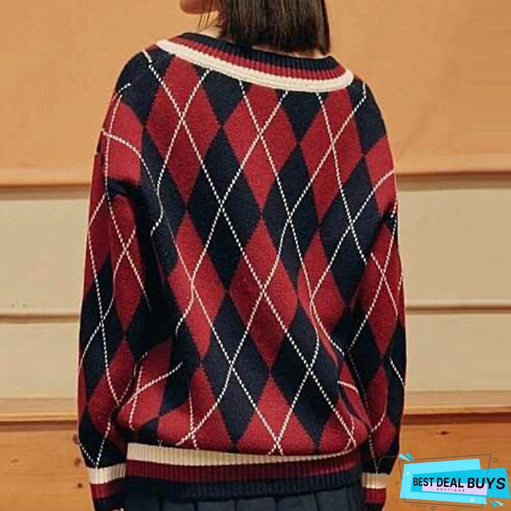 College Style V-Neck Sweater