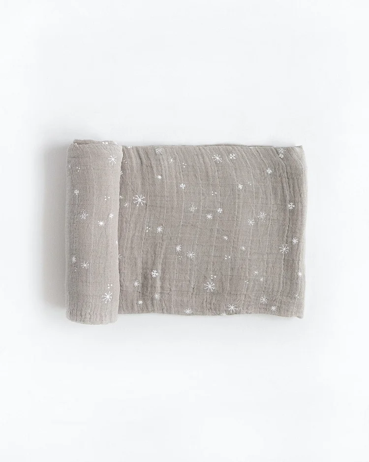 Cotton Muslin Swaddle Blanket - Snow Flurries
