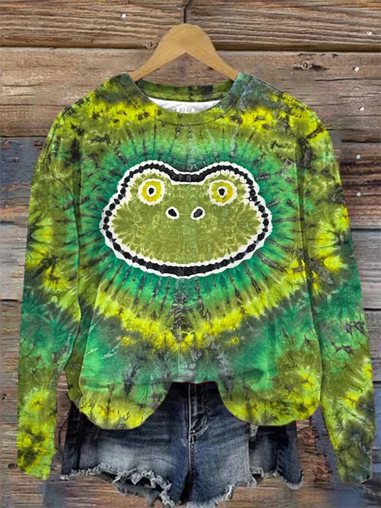 Trippy Colorful Tie Dye Print Casual Sweatshirt
