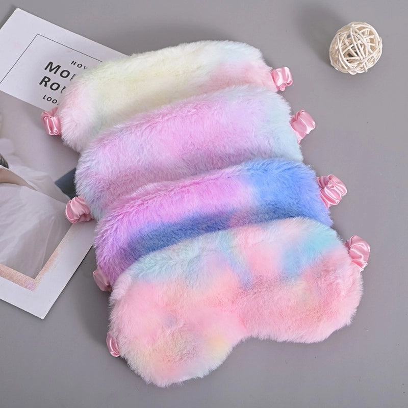 Minimalist Color Block Tie-Dyed Rabbit Hair Eye Mask