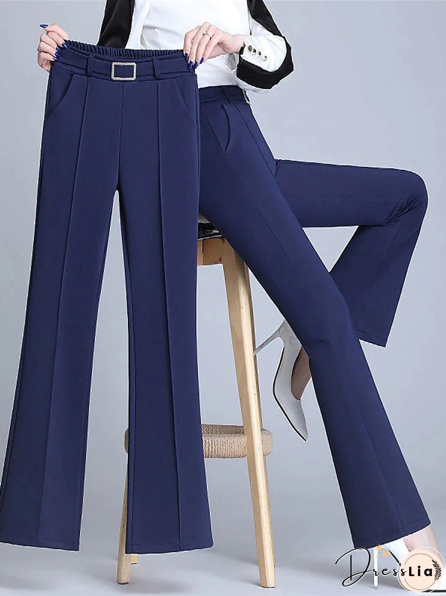 Women&lsquo;s Dress Work Pants Trousers Full Length Micro-elastic High Waist Fashion Streetwear Daily Navy Black S M Fall Winter