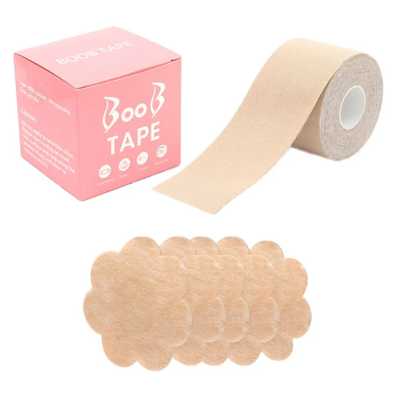 Billionm 1 Roll Women Boob Lift Tape Nipple Covers Sticker Free Cut Breast Chest Pasties Adhesive Tape Sticky Push Up Invisible Bra Pads