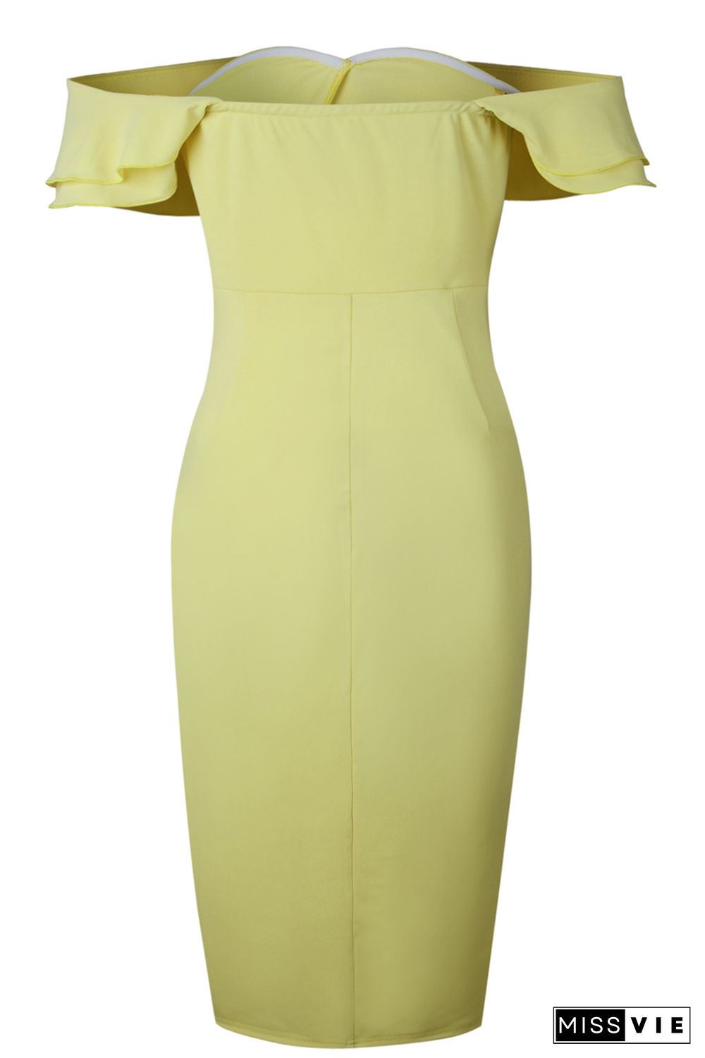 Chic Party Double Ruffle Design Yellow Dress(3 Colors)