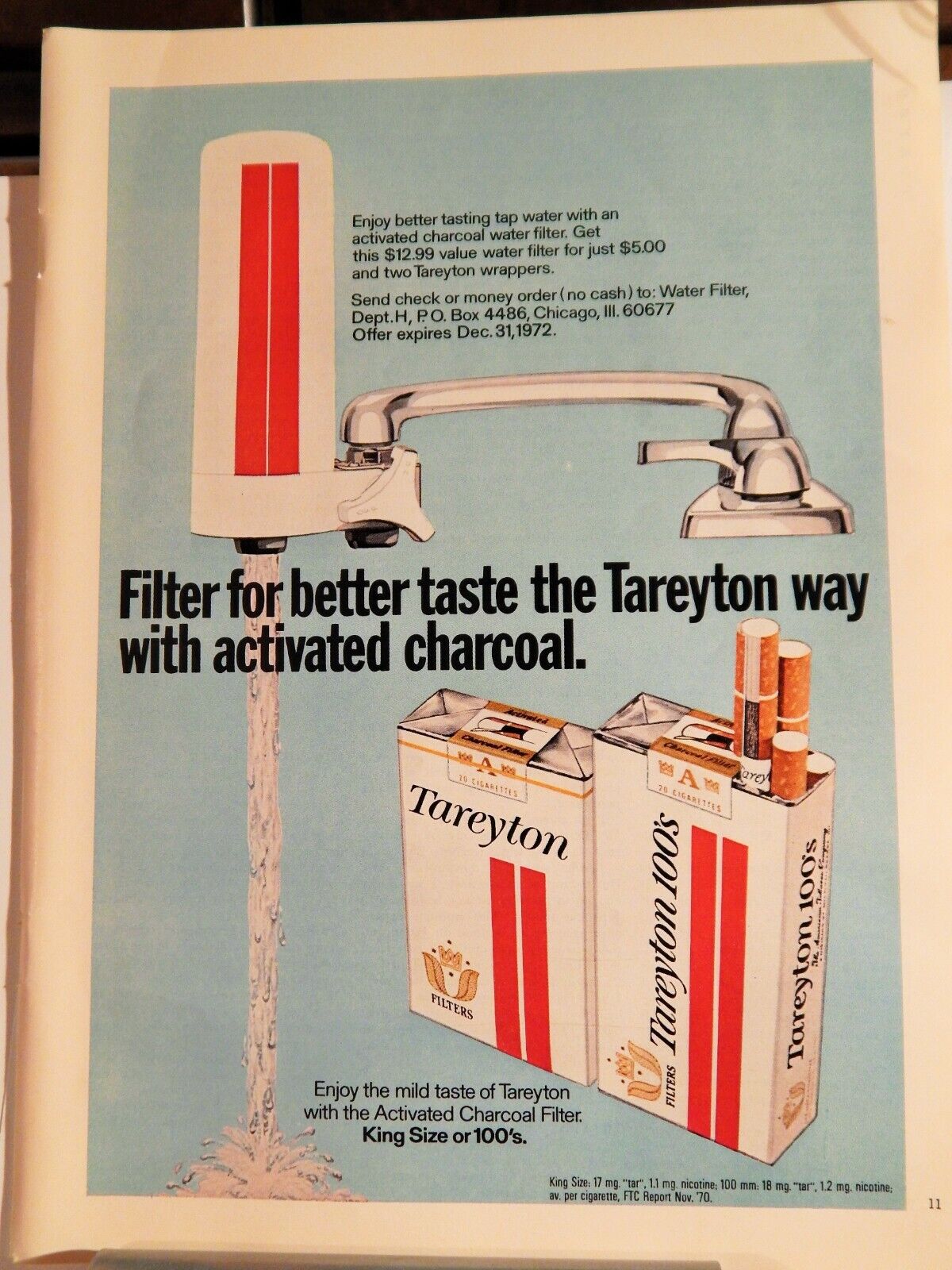 TAREYTON FILTER CIGARETTES 1971 VINTAGE Photo Poster painting AD, RARE SOUGHT EPHEMERA