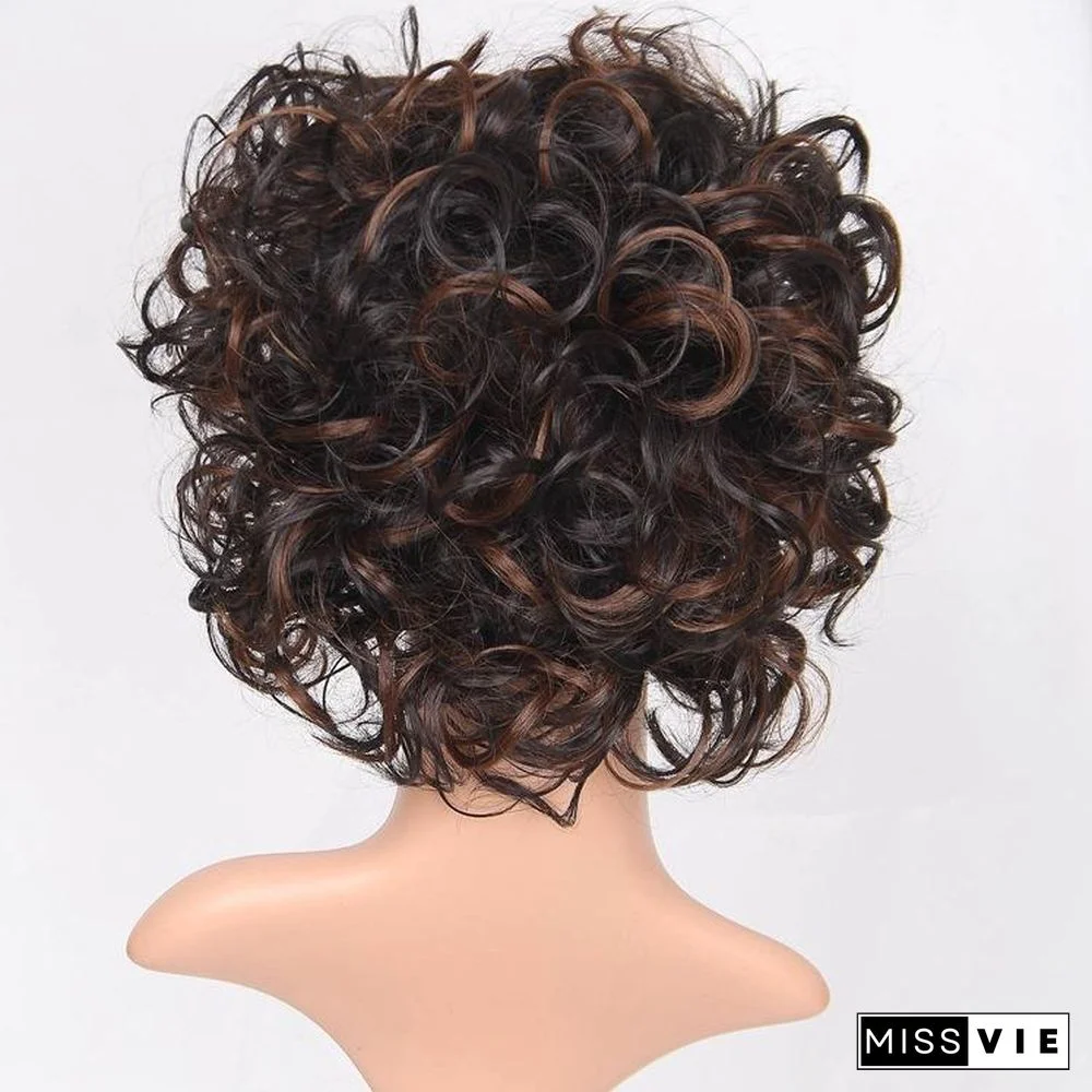 Hair Wigs Short Hairwigs Headgear for Ladies with Curly Hair