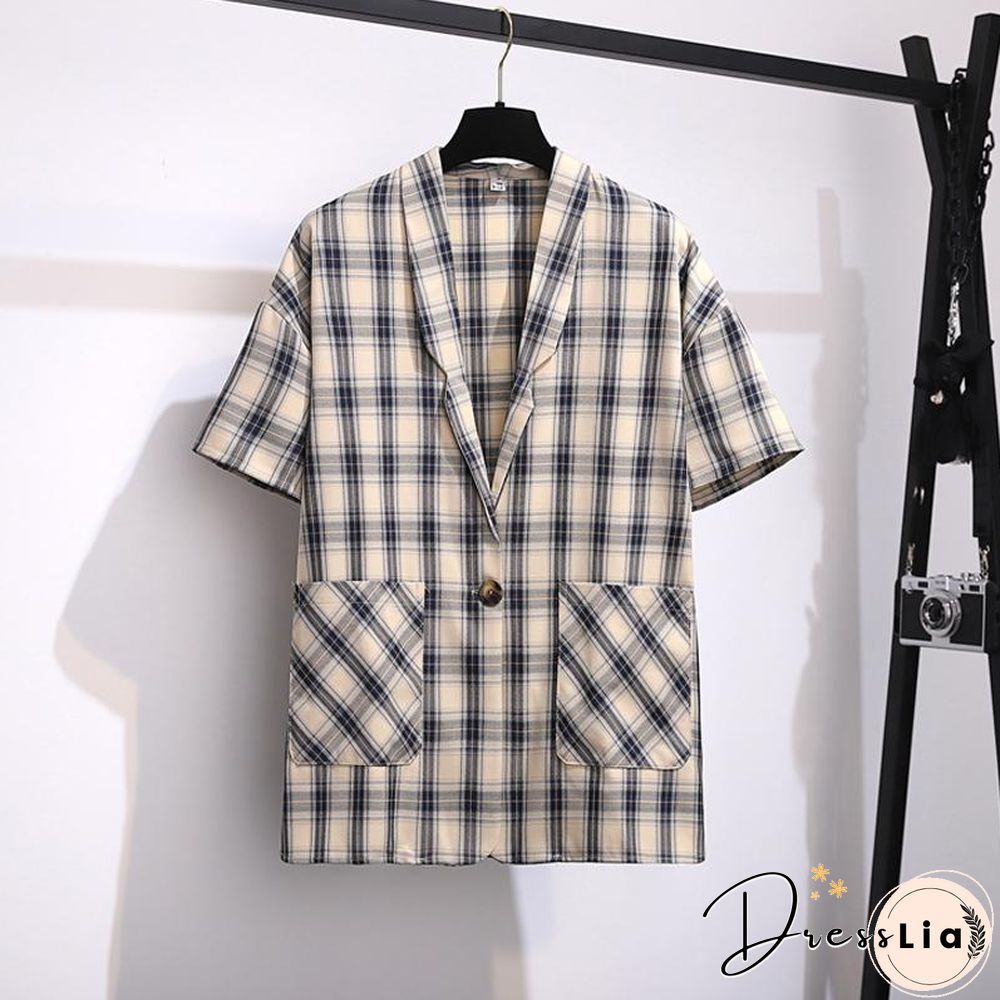 Fashion Plaid Blazer Three-Piece Set P11631