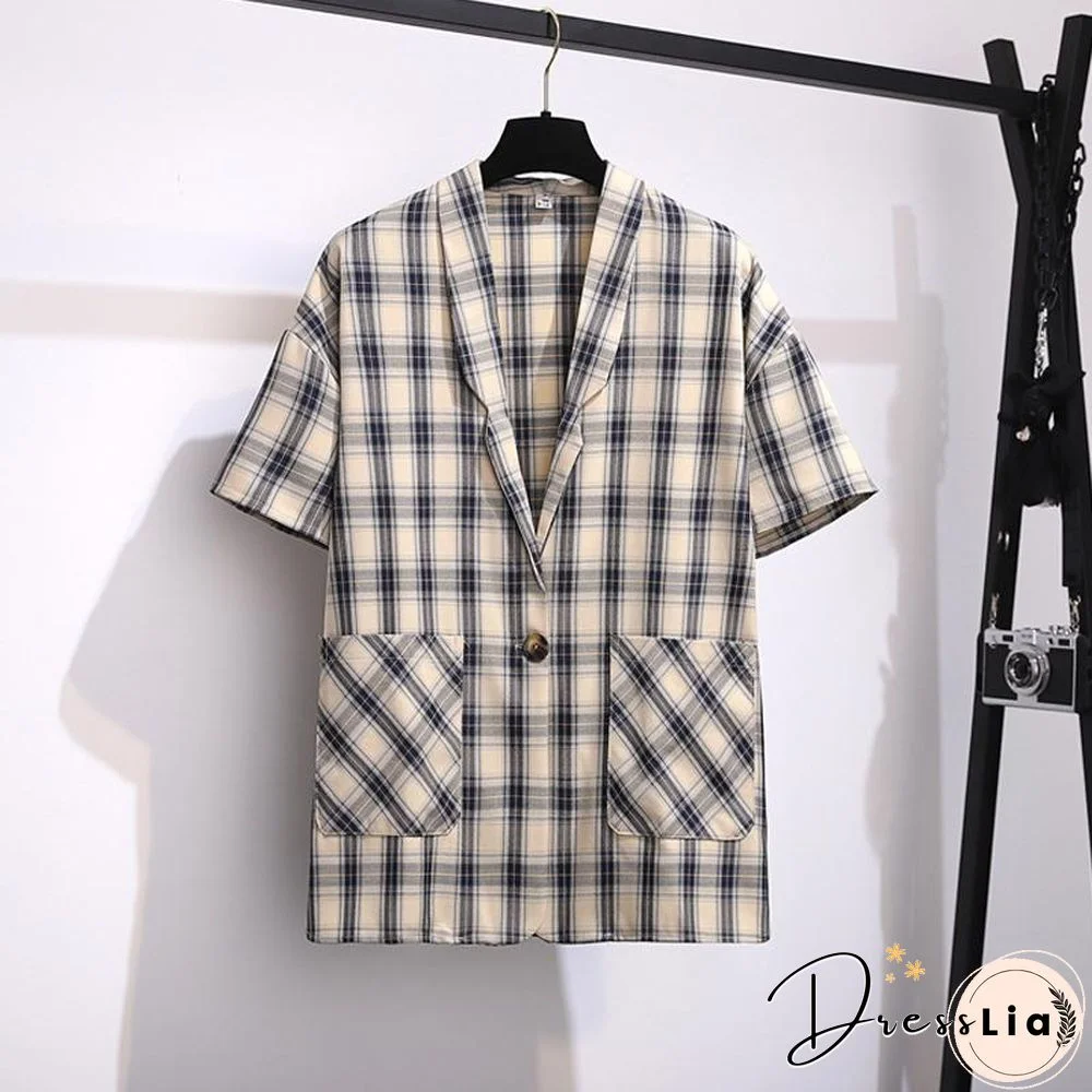 Fashion Plaid Blazer Three-Piece Set P11631