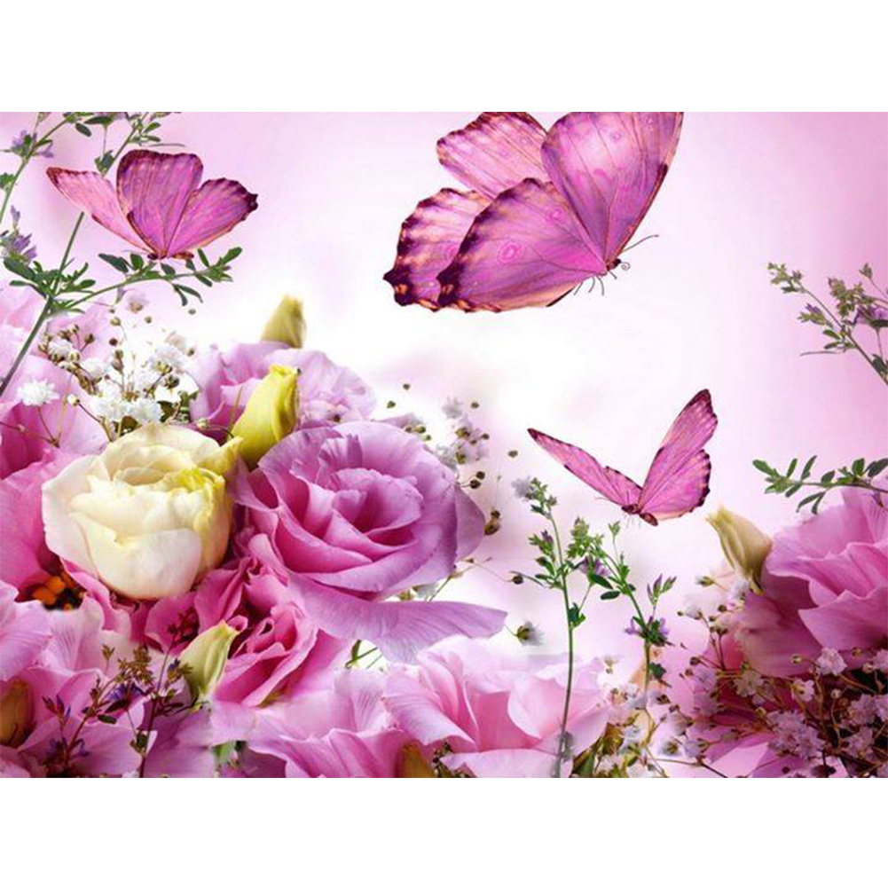 

40*30CM - Round Drill Diamond Painting - Butterfly Rose, 501 Original