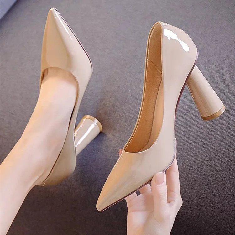 Yyvonne Famous Single Shoe Women In The Summer Of 2025 New Shallow Thick Heel Women's Shoes Temperament Tip-Tip High-Heeled Shoes