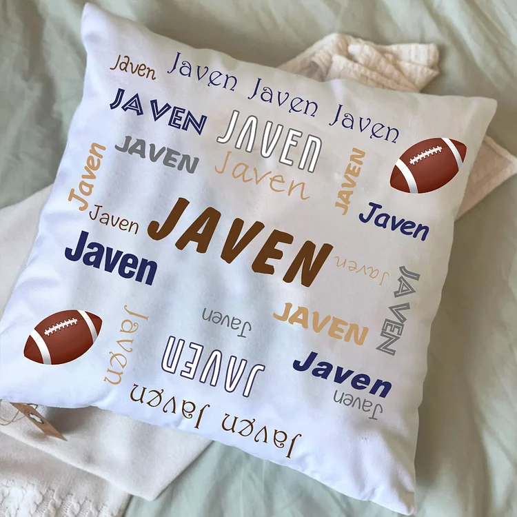 BlanketCute-Personalized Lovely Bedroom Football Cushion with Your Kid's Name
