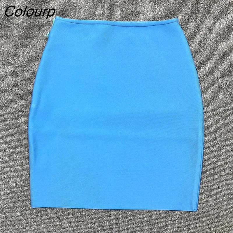Colourp Quality Fashion Sexy Blue Black Grey Bodycon Rayon Mini Bandage Skirts Night Club Party Skirts
