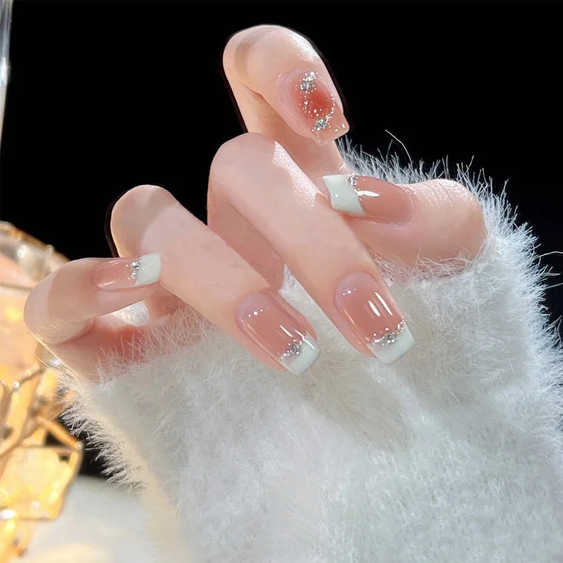 Buyerint 24pcs Wearable Pink Press on Nails – Butterfly Lovely Girl False Nails Tips with Jelly Gel Design  