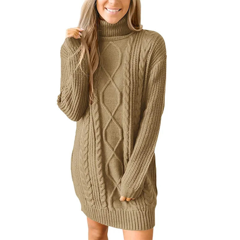 Mongw Mongw New Women's Long Sleeve Round Collar Dress Knit Jumper Sweater Women