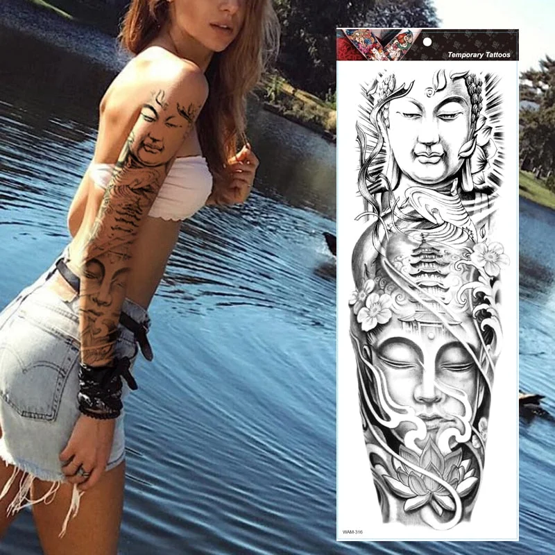 Large Arm Sleeve Tattoo Tiger Skull Owl Waterproof Temporary Tatto Sticker Fox Lion Body Art Full Fake Tatoo Women Men