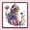 Flowers And Cat - 16CT Stamped Cross Stitch 40*40cm/15.75*15.75in