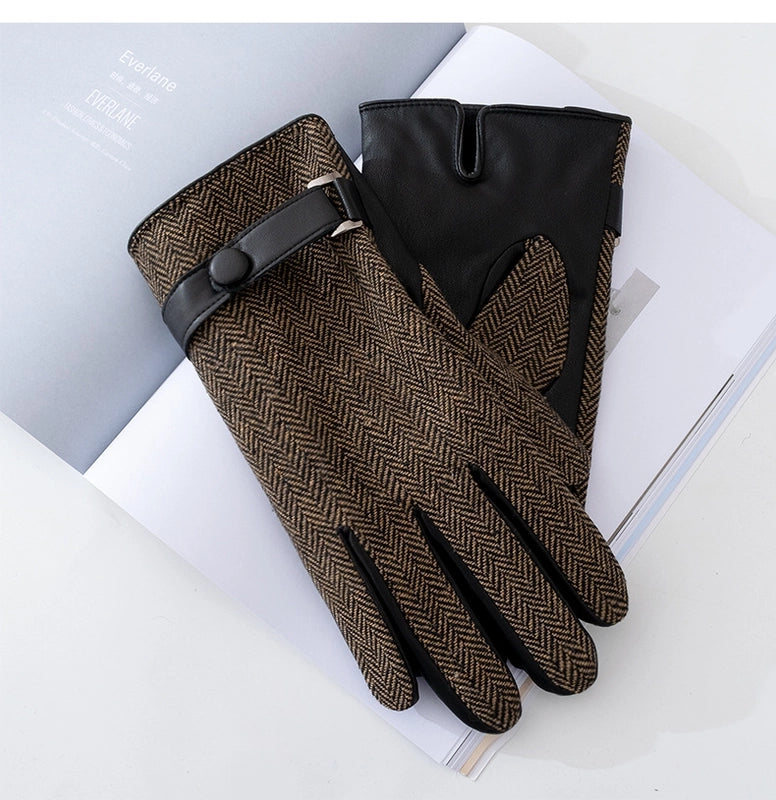 Men’s Business Retro Plaid Gloves 1 Set