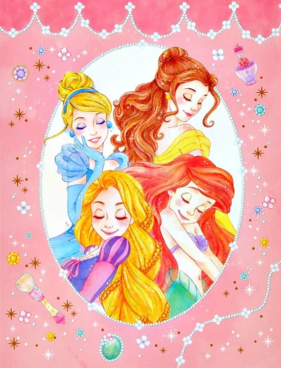 Cartoon Disney Princess Jasmine, Mermaid Ariel, Rapunzel Bell - Full Round 30*40CM