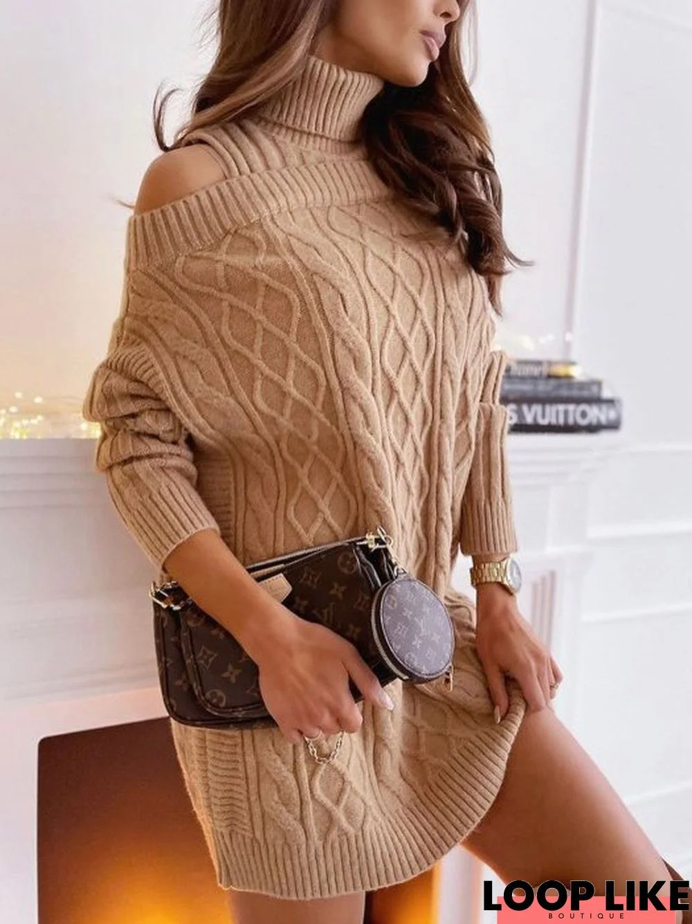 Long Sleeve Cotton Shift Vintage Tunic Sweater Dress