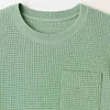 Men's Vintage Waffle Knit Patch Pocket Short Sleeve Crew Neck T-Shirt by Inlyline