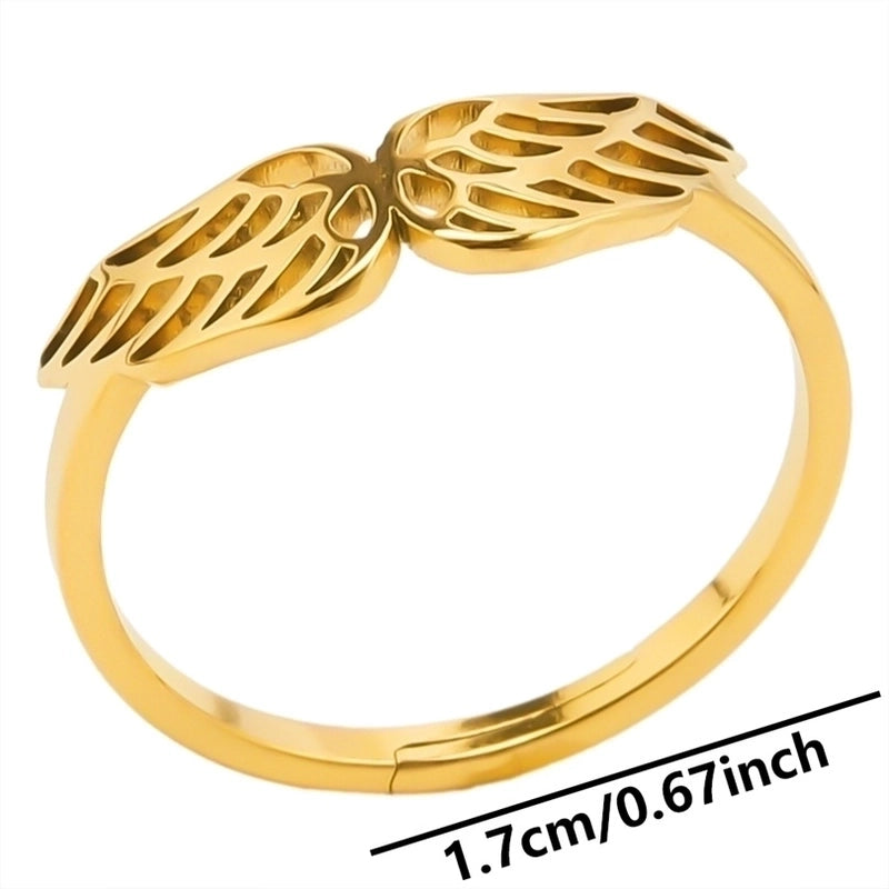 Basic Wings 304 Stainless Steel 18K Gold Plated Open Rings