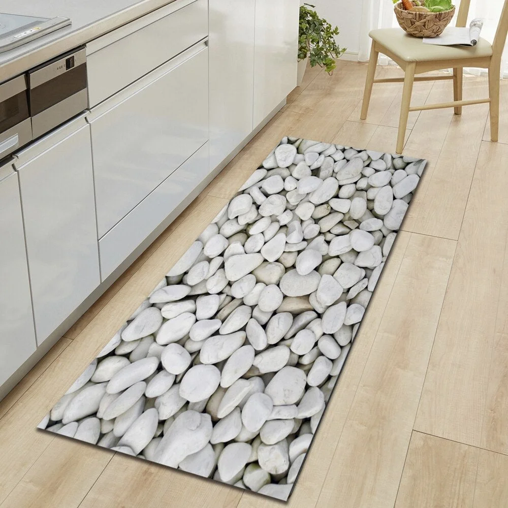 Kitchen Mat Entrance Doormat Cobblestone Pattern Home Bedroom Bedside Floor Decoration Carpet Bath Balcony Hallway Anti-Slip Rug