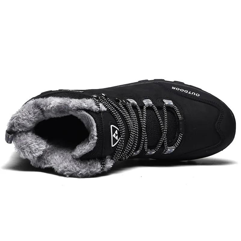 Genuine Leather Men Boots Winter with Fur 2019 Warm Snow Boots Men Winter Work Casual Shoes Military Rubber Ankle Boots JKPUDUN