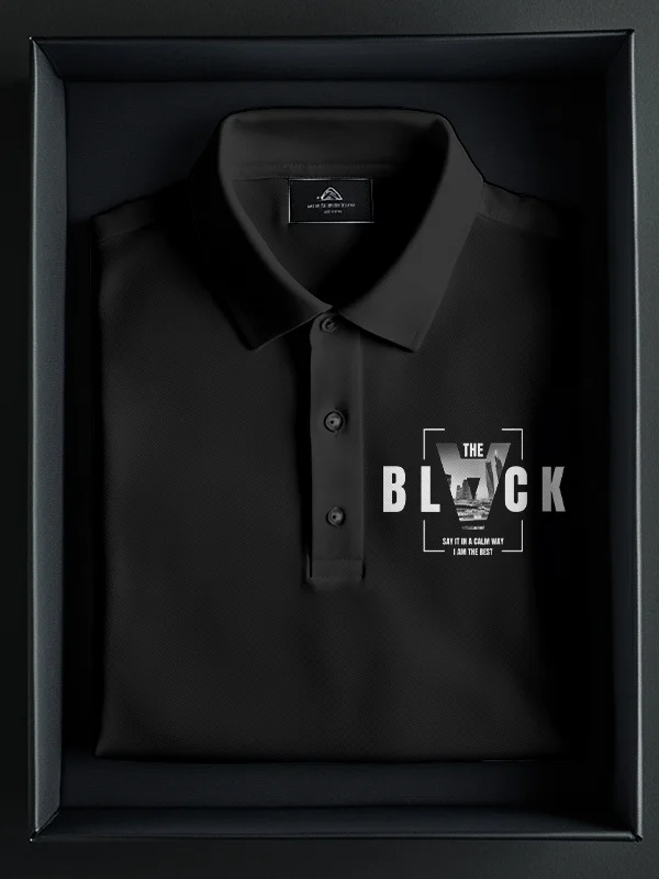 Men's THE BLACK SAY IT IN A CALM WAY I AM THE BEST Print Polo Shirt