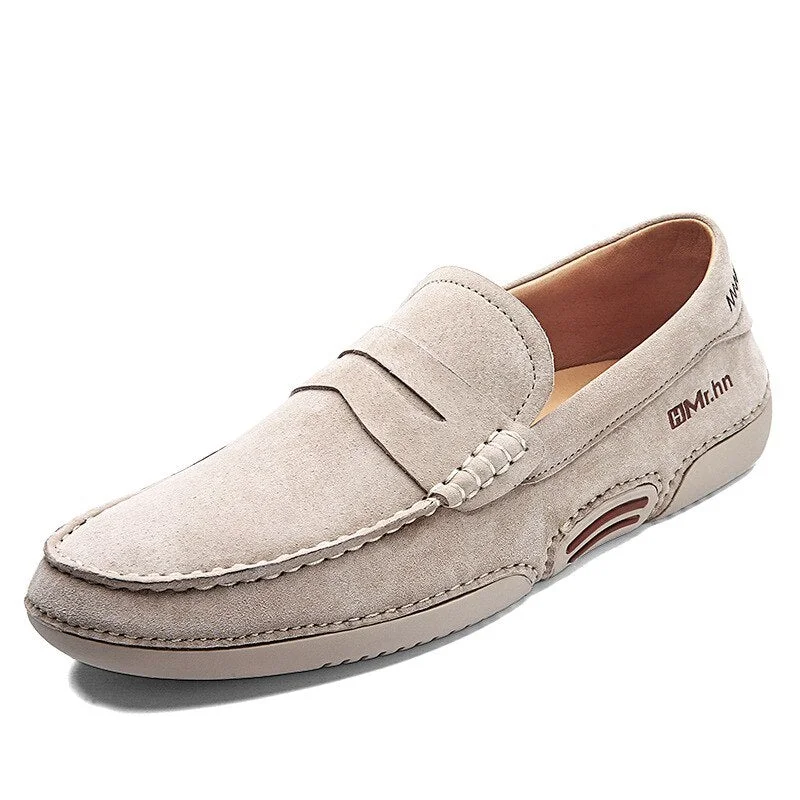 Men Loafers Slip On Casual Genuine Leather Driving Flats Shoes Outdoor Boat Shoes Moccasin Suede Male Footwear