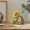 (US Only)Acrylic 2D Flat Print DIY Sunflower Birdhouse Diamond Art Tabletop Decorations