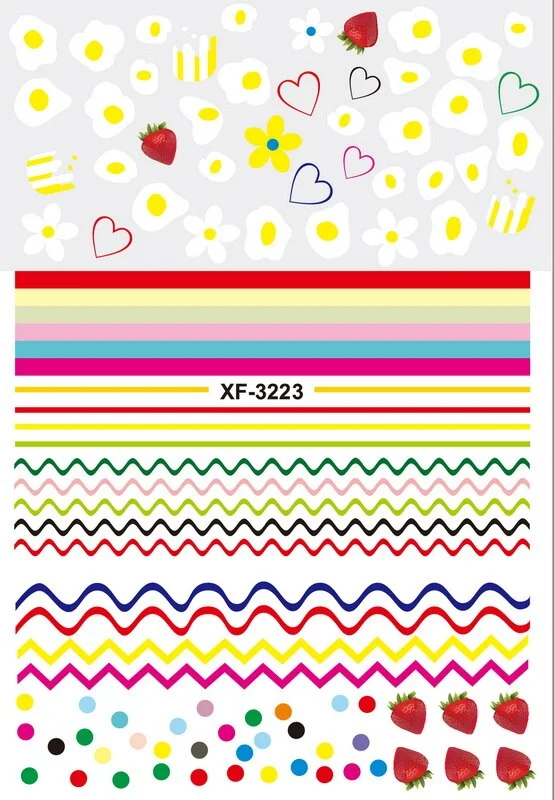 3D Nail Art Sticker Newest Kawaii Strawberry Rainbow M Nail Decals Adhesive Sticker for Design Manicure Letter Decorations DIY-Nail Inspo