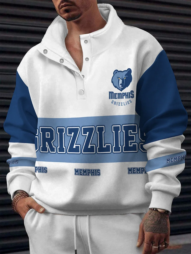 Memphis Grizzlies  2025 New Design Casual Snap Mockneck Pullover