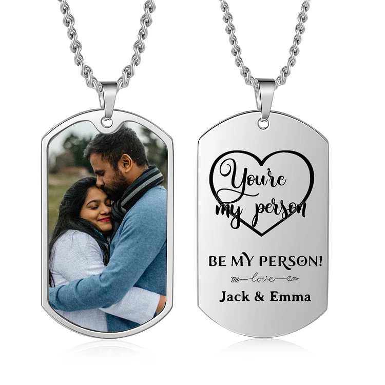 Personalized Men's Photo Dog Tag Necklace "You Are My Person" Gift for Him