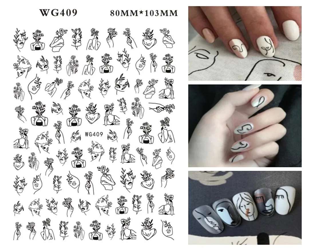 1pcs Leaf With Lines Nails Sticker Designer Fruit Nail Art 3D Decals Acrylic Designs Self Adhesive Manicure Slider Accesorioss-Nail Inspo