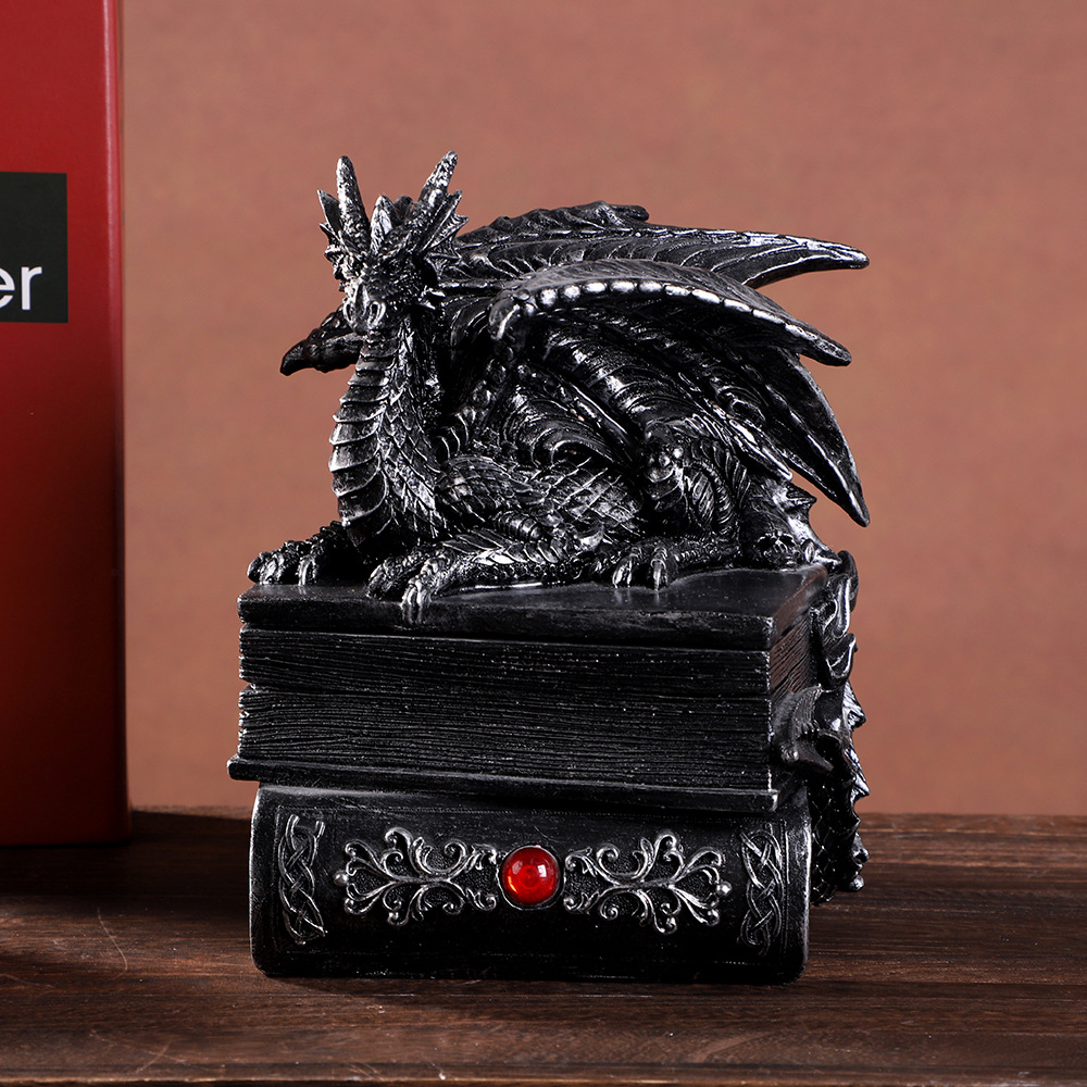 Resin Craft Black Dragon Jewelry Box Ornament: Ideal for Storage, Decoration and Gifting