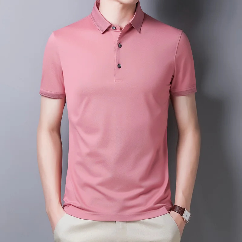 T-shirt en soie couleur classique pour jeunes hommes- SOIE PLUS