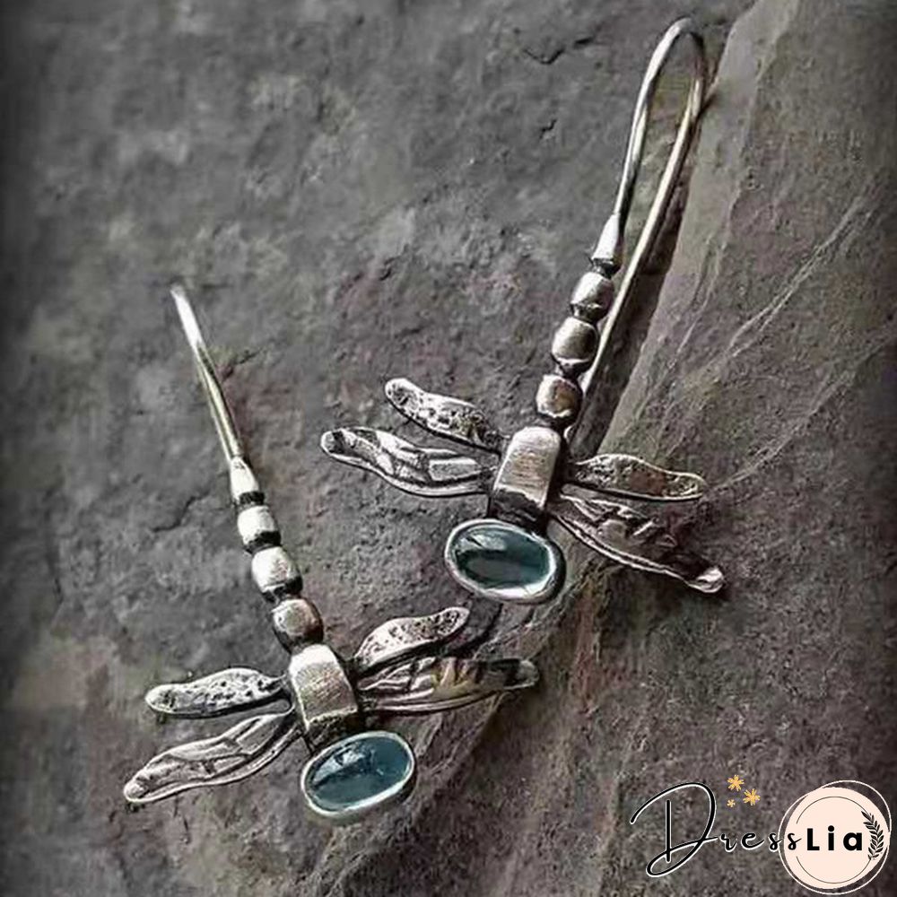 Luxurious Fashion Wedding Jewelry for Women Earring Exquisite Dragonfly 925 Sterling Silver Natural Aquamarine Colors Diamond Earrings Gorgeous Woman Engagement Anniversary Party Accessories Fine Gift