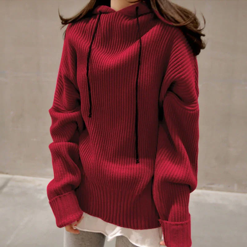 Boat Neck Knitted Long Sleeve Sweater