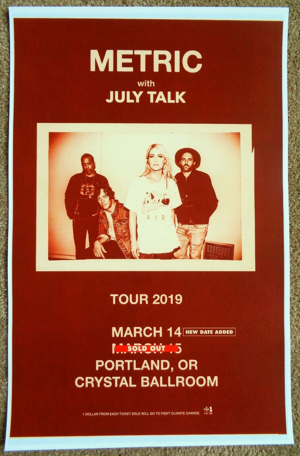 METRIC 2019 Gig POSTER Portland Oregon Concert Version 2 of 2