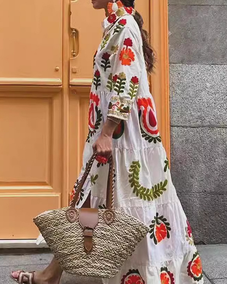 Ethnic Style Printed Long Dress