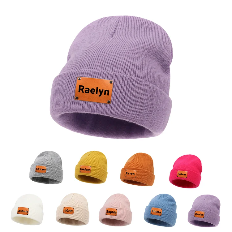 Custom Baby Beanie Hat with Name for Boys Girls Beanies Kids Winter Hats Childs Knit Warm Caps Ski Hats for Youth Adult