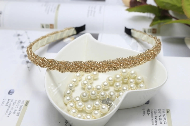 Women’s Fashion Solid Color Plastic Beaded Hair Band