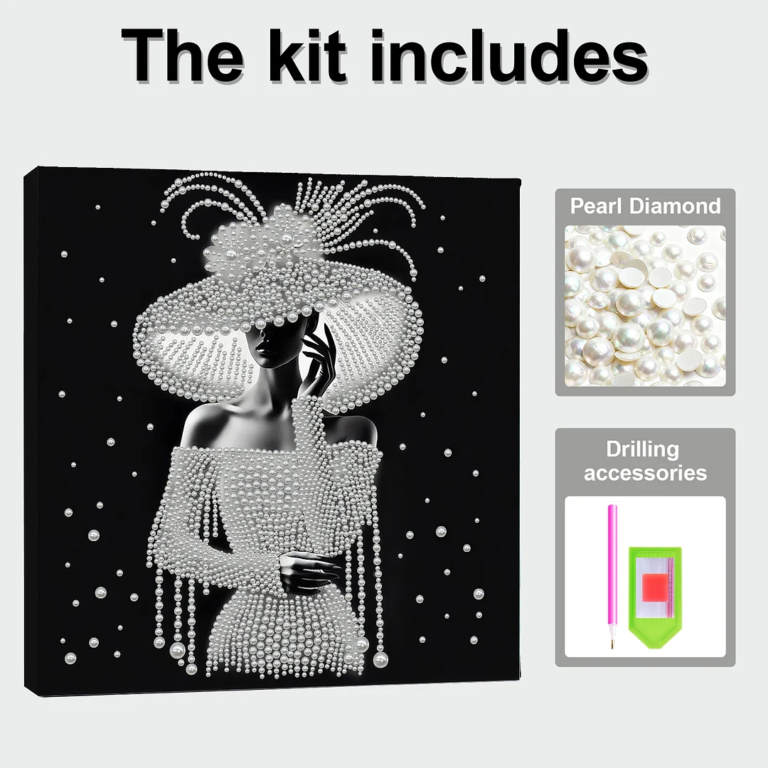 Elegant Lady - DIY Pearl Diamond Art Kit With Frame 30*30cm