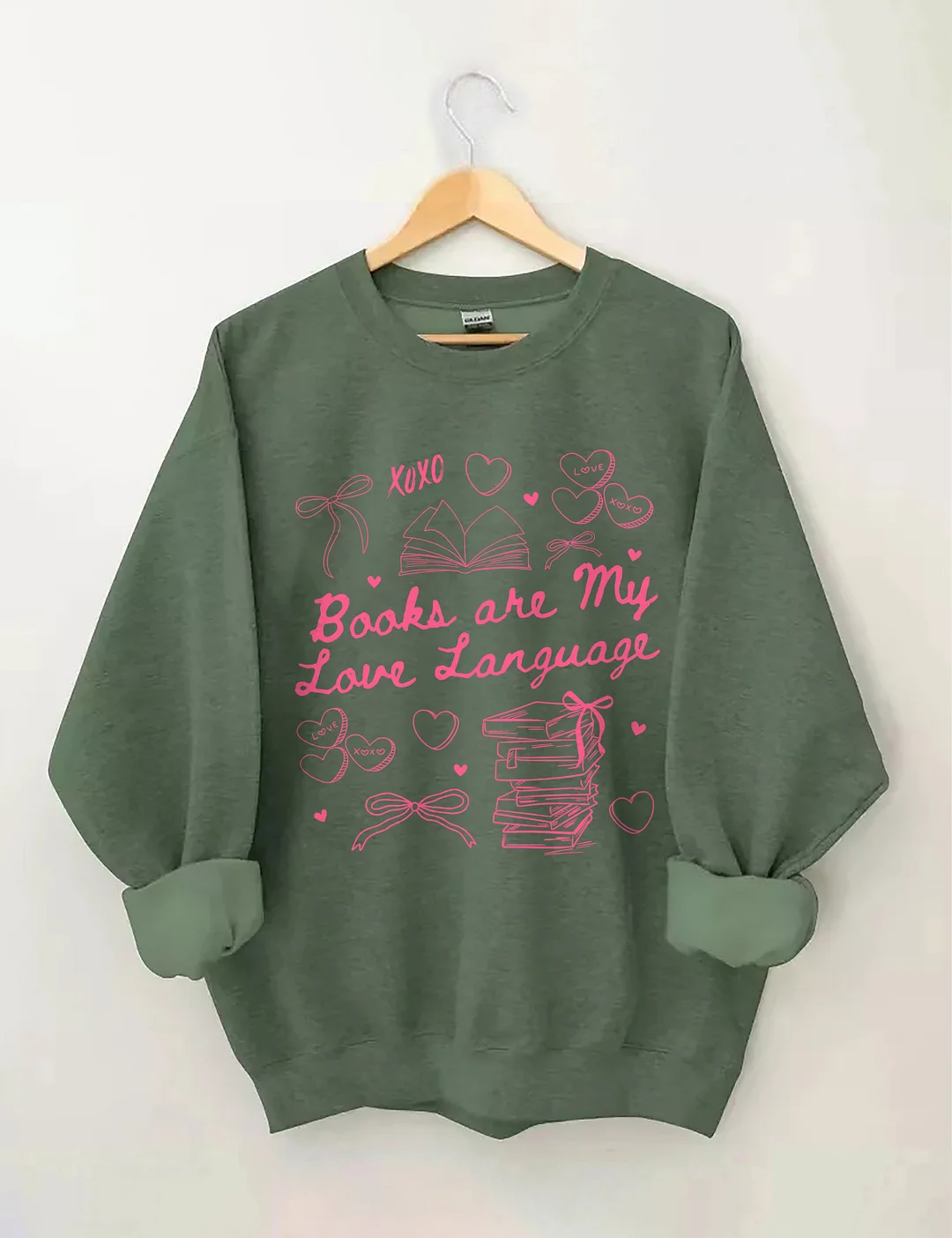 Books Are My Love Language Valentine's Day Sweatshirt 