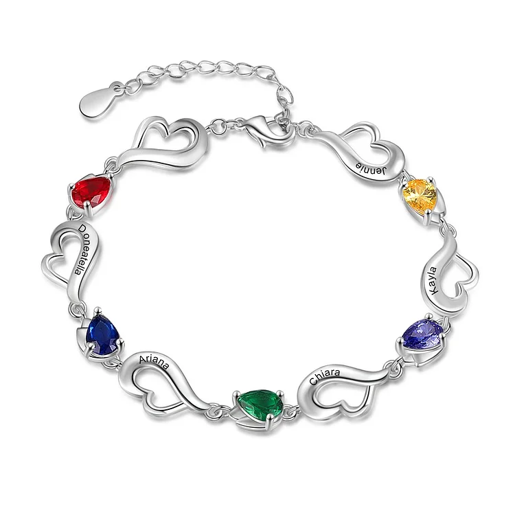 Loving 5 Personalized First Name Bracelet with 5 Birthstone