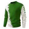 Men's Fashionable Color Block Knitted Crew Neck Sweater by Inlyline