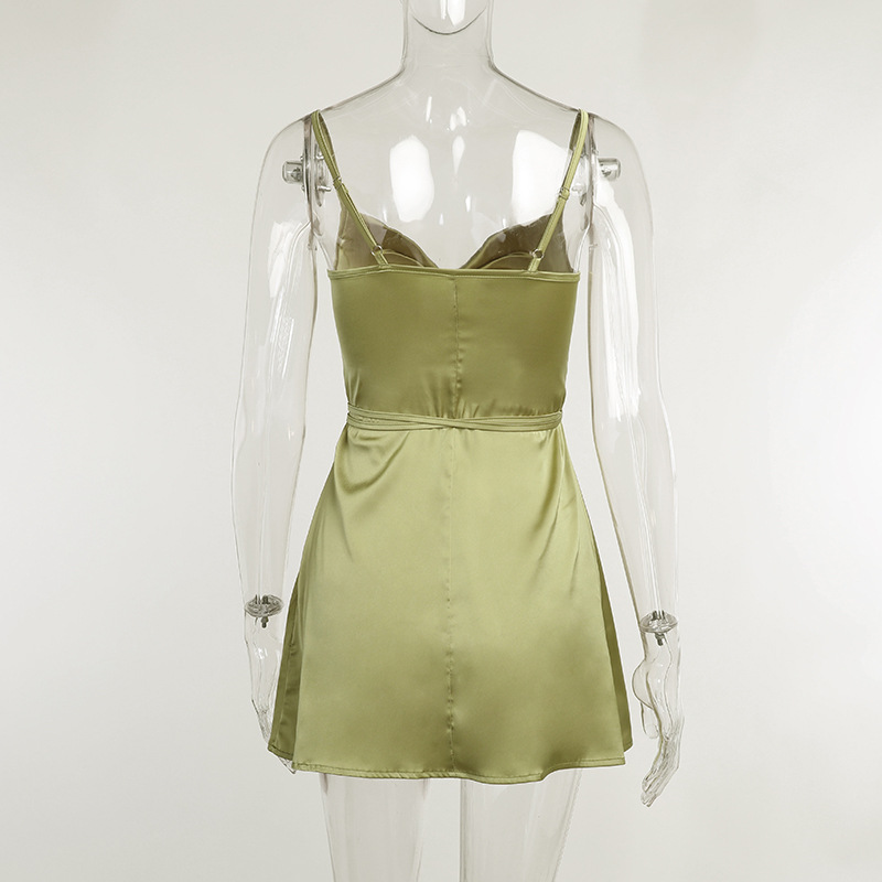 Green Mini Dress Sexy Satin Slip Summer Beach Outfits For Women