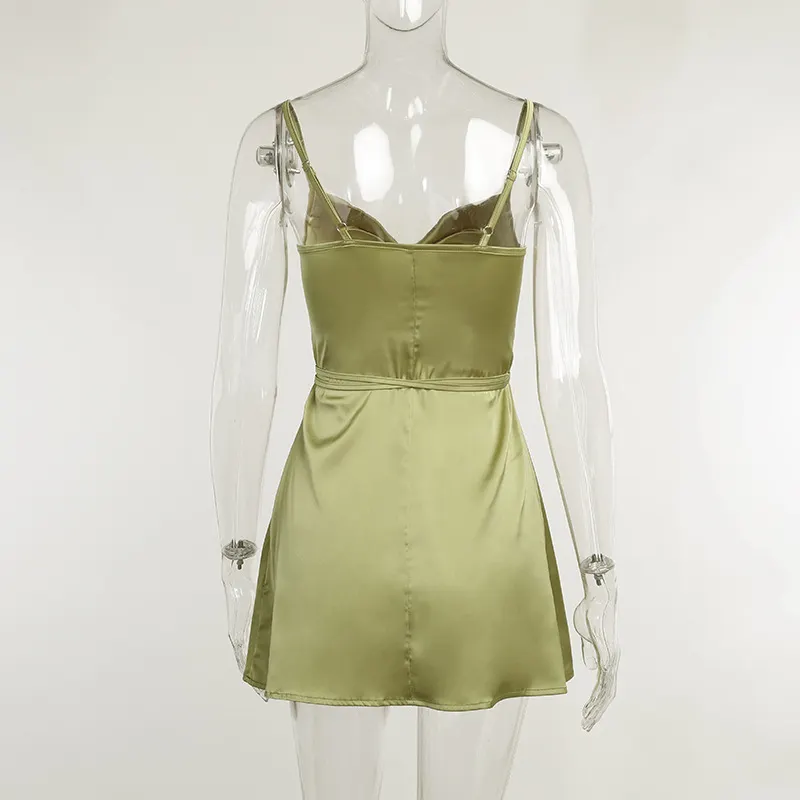 Green Mini Dress Sexy Satin Slip Summer Beach Outfits For Women