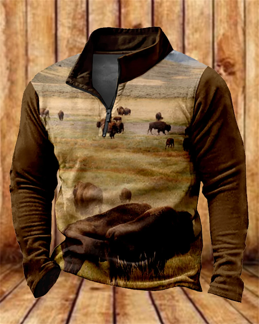 Suitmens Men's Yellowstone Bison Zipper Hooded 00409