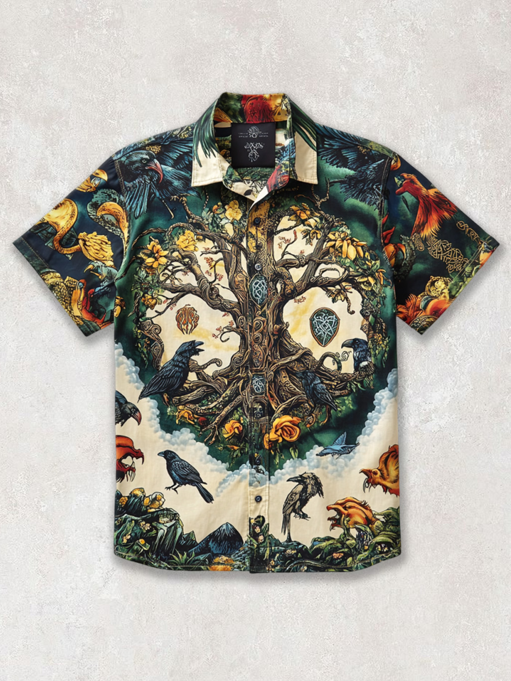 Men's Viking Tree Of Life Retro Raven Emblem Celtic Shirt / Rvogue / Rvogue