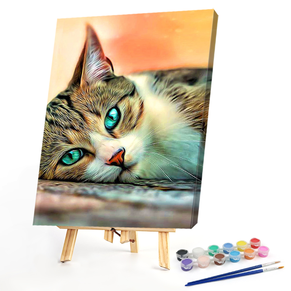 

40*50CM - Paint By Numbers - Green Eyed Cat, 501 Original